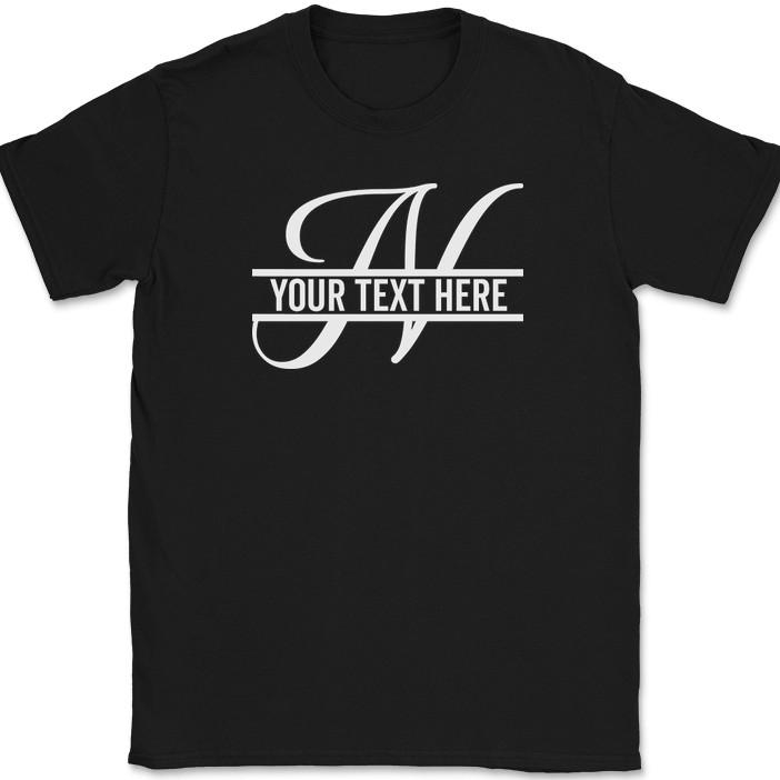 Letter N Monogram Your Text Here Custom T-Shirt Personalize Family Tee