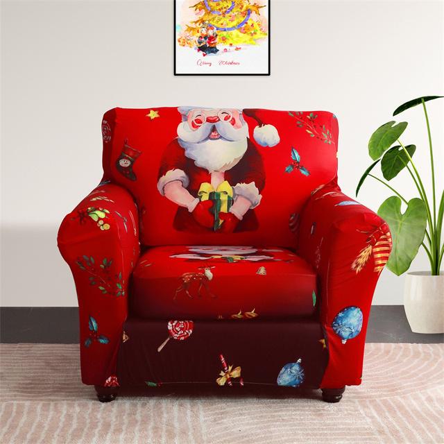

1 комплект, Рождественский чехол для дивана, эластичные чехлы для дивана для гостиной, рождественские чехлы для кресел и диванов с чехлами для подушек, диван Bezug