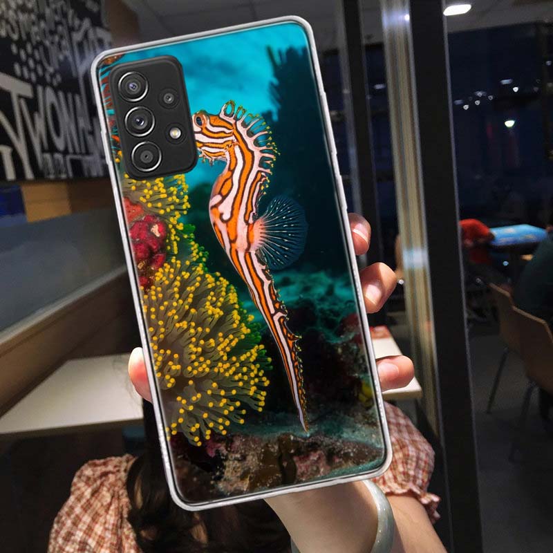 Seahorse Underwater Fantasy Phone Case for Samsung A54 A57 A37 A17 A14 A15 A12 A24 A34 A55 A35 A25 A52S A07 A05S A04S A22 A32 A7
