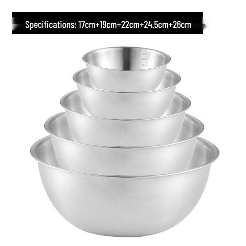 304 Edelstahl Rührschüssel im japanischen Stil mit Skala für Salat, Eierschlagen, Backen und Teigmischen - Goldfarbenes Finish