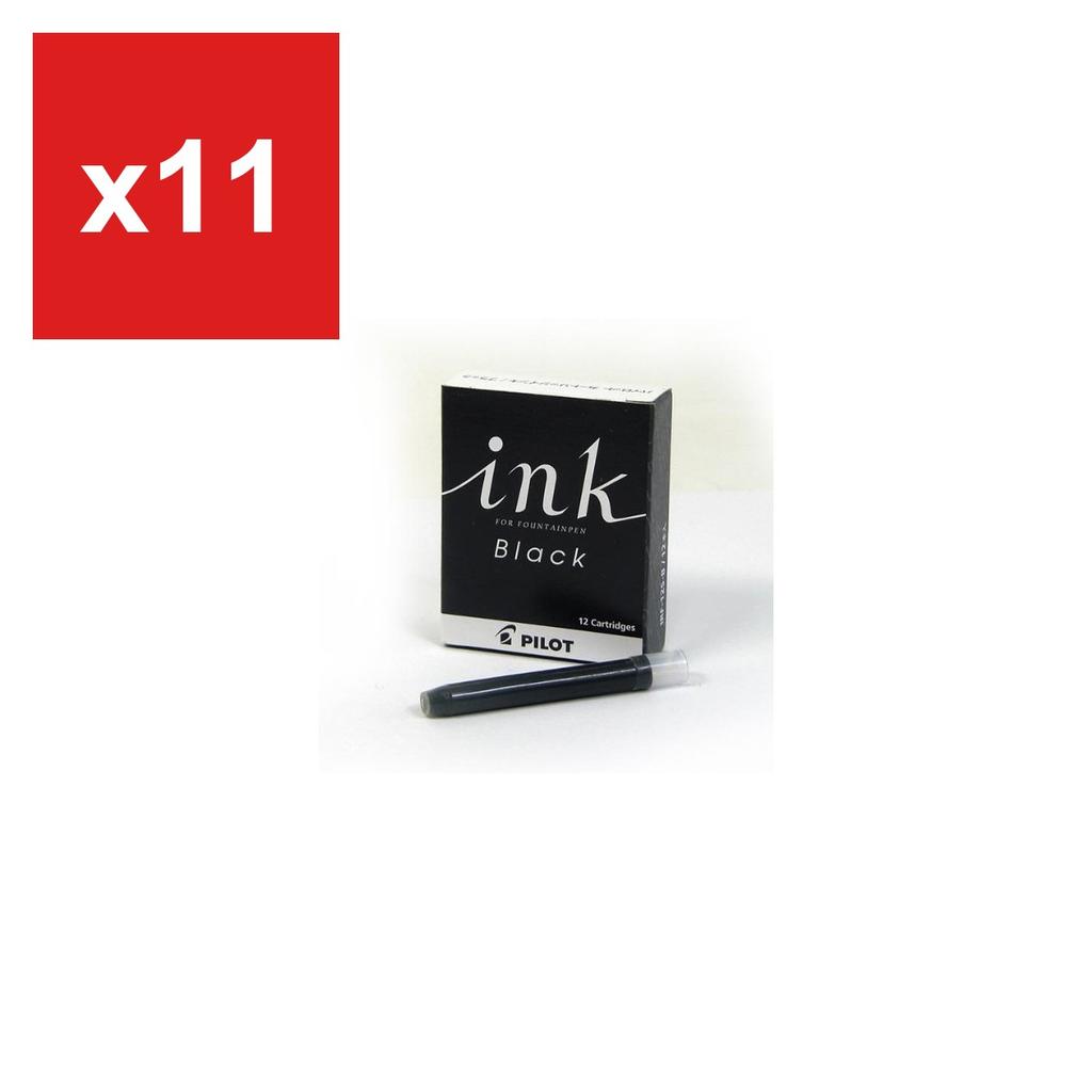 Pilot Ink Cartridges for Fountain Pens/Desk Pens, Black, 12-Pack, IRF-12S-B