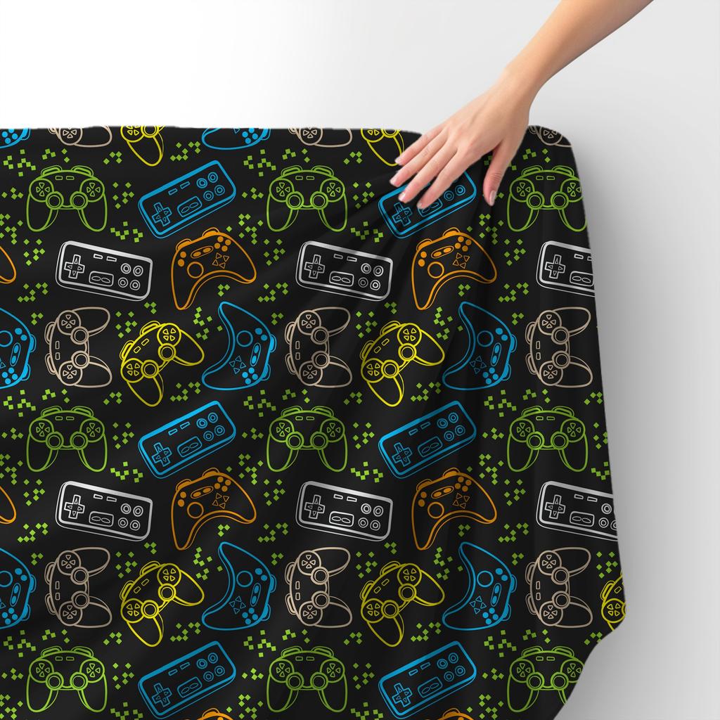 Royal Samt Stoff Polyester Zum Nähen - Motiv Joysticks