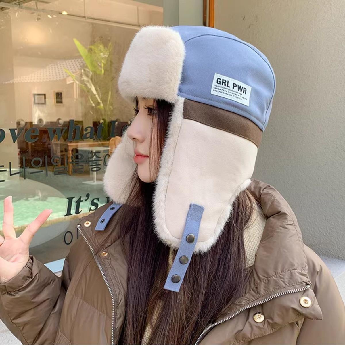 

Уличные лыжные холодостойкие и теплые хлопковые шапки для мужчин и женщин, осенне-зимние шапки-ушанки из искусственного кроличьего меха 【56-60cm】