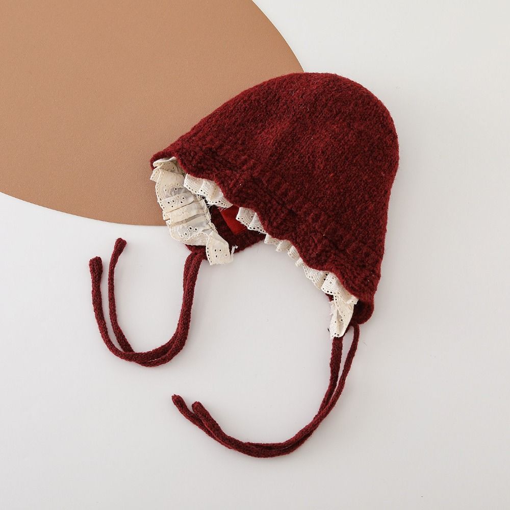 Windproof Kids Warm Hat Soft Knitted Lace Cap Exquisite Warmer Beanie Cap  Kids