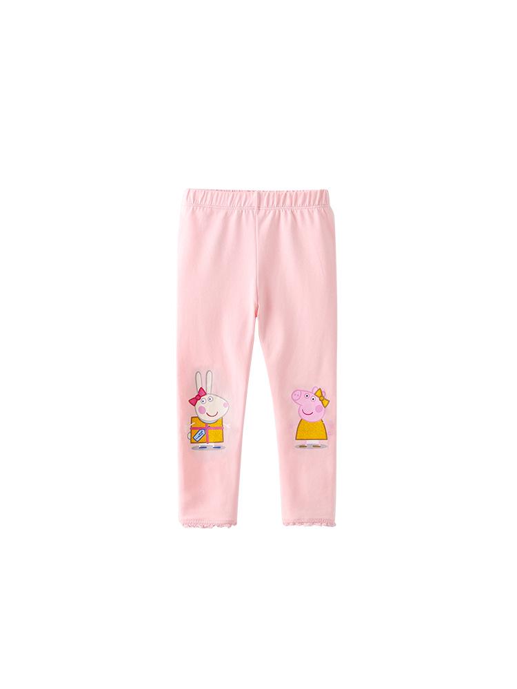 Peppa Pig Girls' Autumn Pink Cartoon Lace Trousers - Kids' Casual Pants