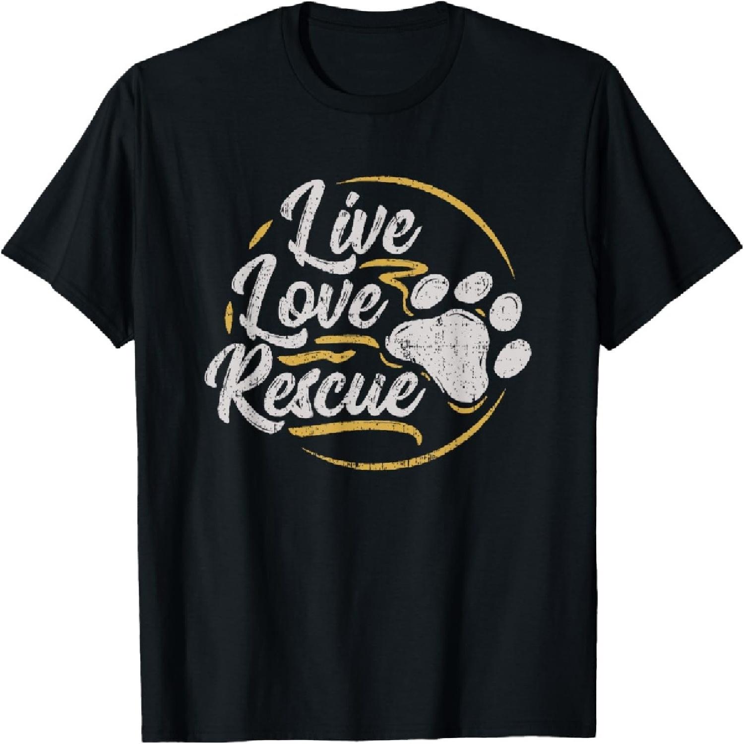Live Love Rescue - Dog Lover Adopt a Dog Adoption T-Shirt T-Shirt for Men Women Girls Kids S