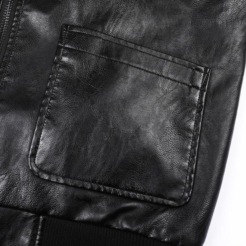 מעיל עור לגברים מעיל עור PU רטרו לאביב ולסתיו מעיל עבודה לגברים חליפת טייס של חיל האוויר MA1 לאופנוע