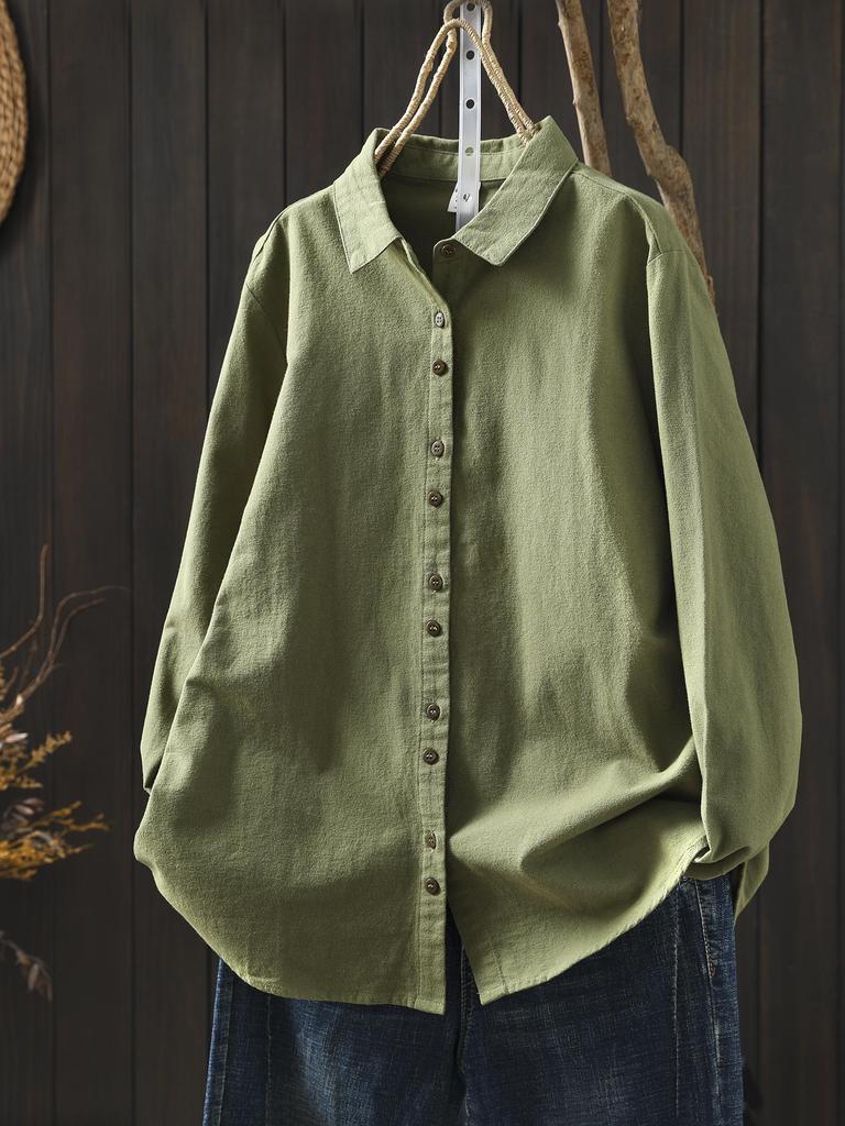 Women's Artistic Solid Purple Cotton Shirt - Spring 2026 Collection
