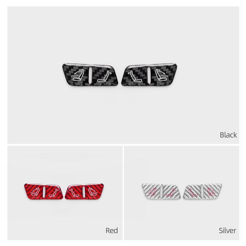 For Tesla Model Y Juniper 2025- Carbon Fiber Rear Seat Adjustment Button Panel  Trim Stickers Car Interior Tuning Accessories