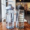 2 Liters Straw Plastic Water Bottle Large Portable Travel Bottle Sports Fitness Cup High Value Big Fat Cup Adult Universal