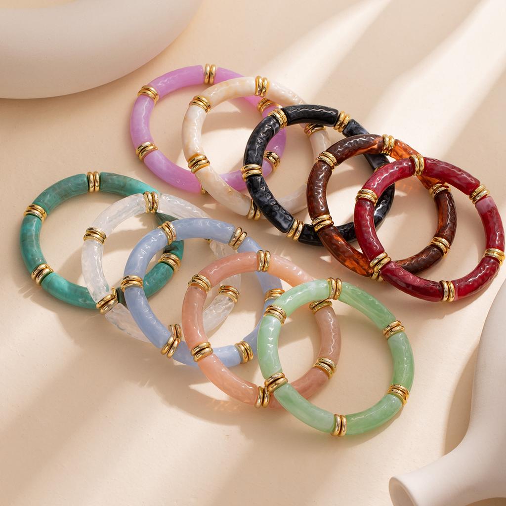 Color Matching Acrylic Design Sense Personality Generous Bracelet Bracelet Fashion Simple Gold Powder Bracelet