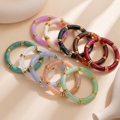 Color Matching Acrylic Design Sense Personality Generous Bracelet Bracelet Fashion Simple Gold Powder Bracelet