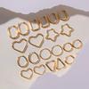 Minimalist Geometric Ear Clips Fashion Five Point Star Heart Titanium Steel Earrings for Women