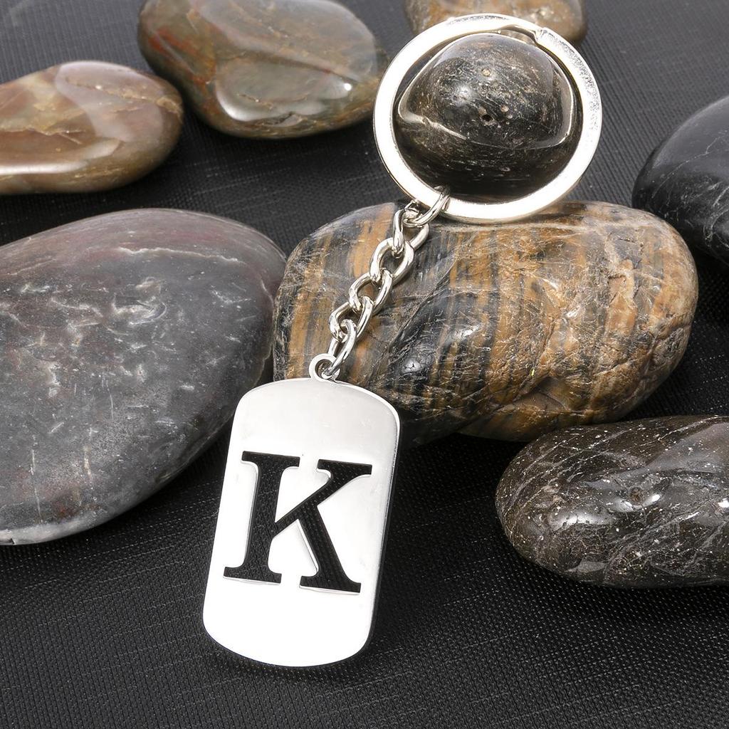 Stainless Steel Alphabet Charm Keychain - Smooth Surface, Retro Style Gift Pendant