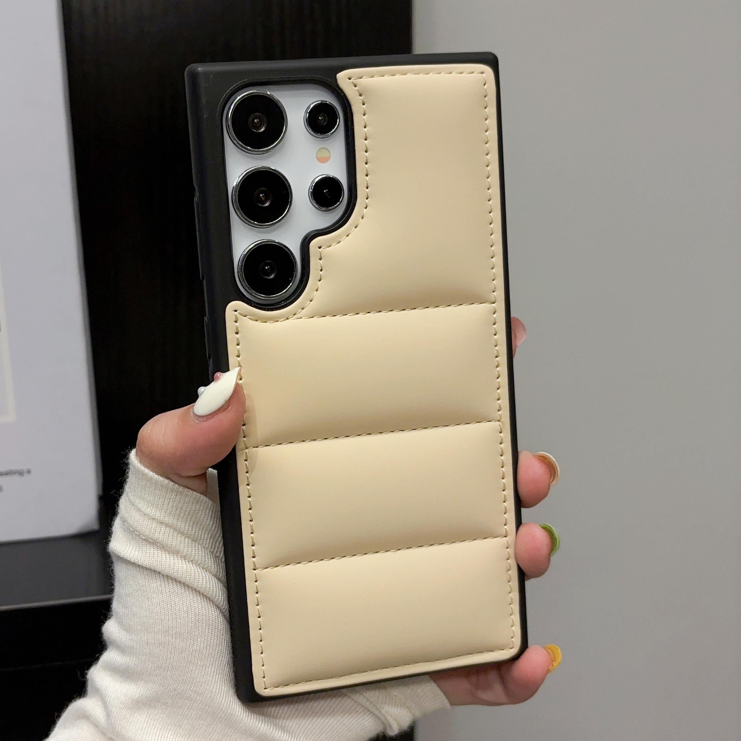 

Down Jacket Soft Silicone Fabric Phone Case For Samsung Galaxy S24 S23 S22 Plus Ultra Solid Color Shockproof Wave Puffer Cover For SamsungS22