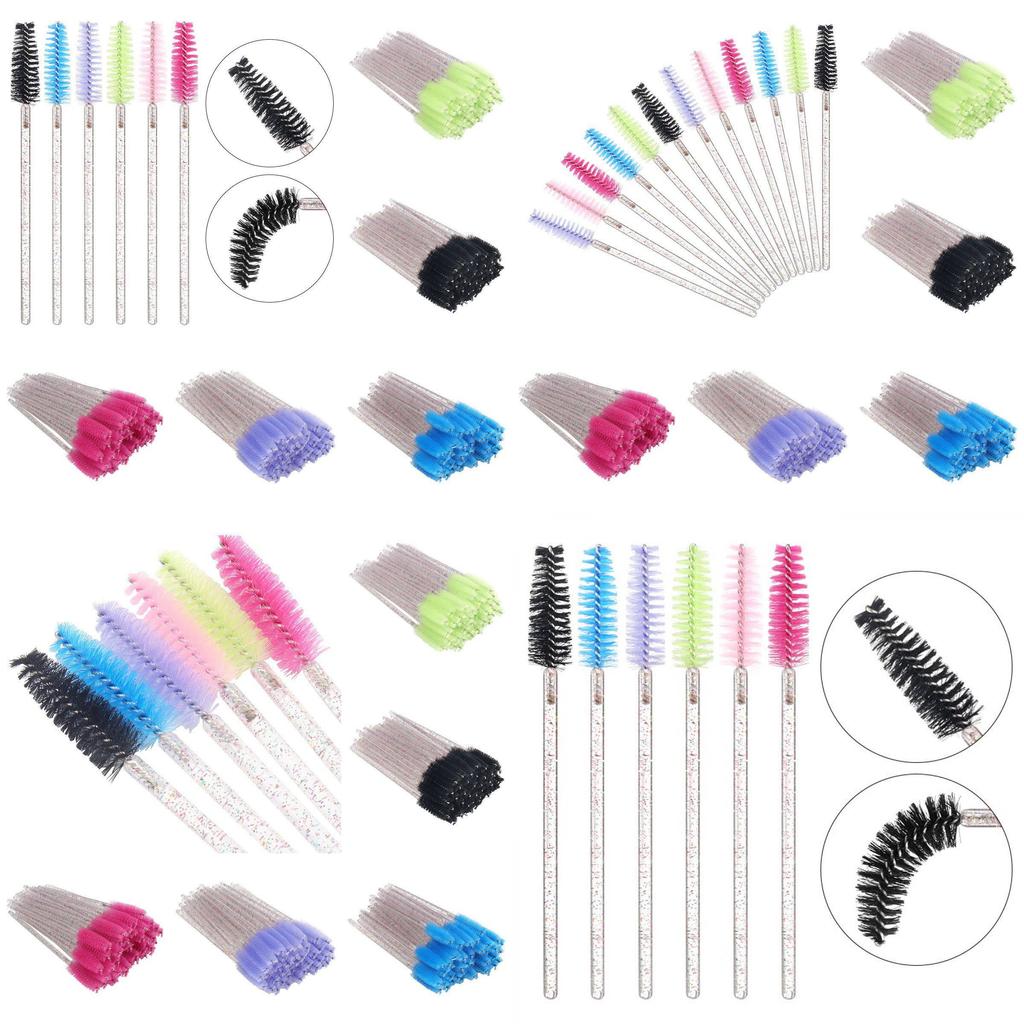 Disposable Eyelash Eye Brush With Elegant Crystal Diamond Handle And Spiral Design For Precise Makeup Application