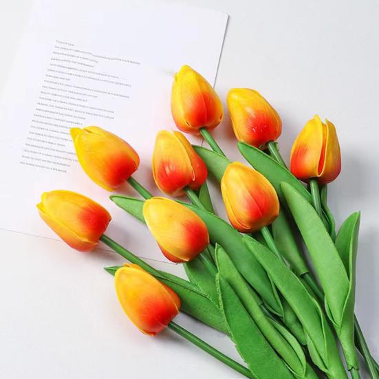 10 Pcs Artificial Tulip Flowers Faux PU Tulip Bouquet with Long Stem Real Touch Flower Arrangement for Wedding Table Centerpiece Mother's Day Spring