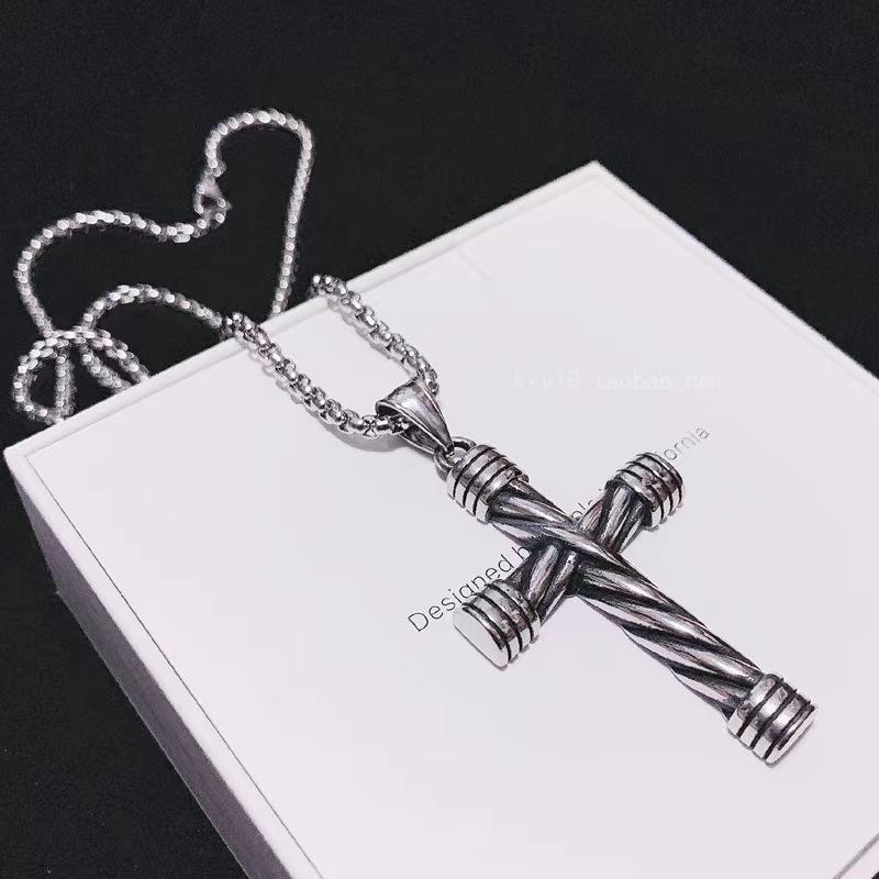 Necklace ins cold wind cross European and American personality hip hop pendant versatile temperament jewelry titanium steel pendant