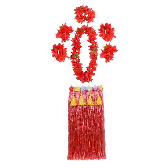 1 Set Hula Skirt High Elastic Eye-catching Plastic Fiber Hawaiian Hula Grass Skirt Set for Summer