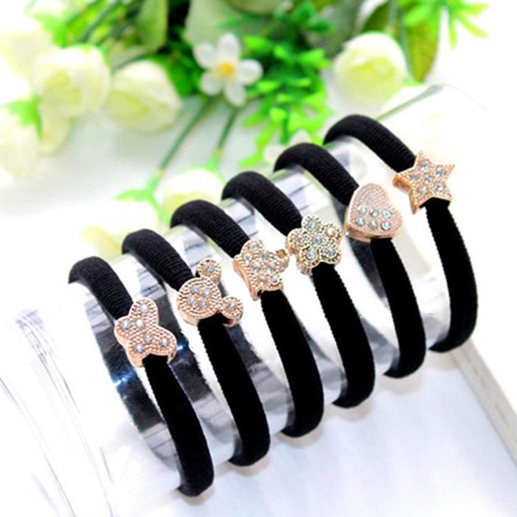 Korean Style Bold Metal Rhinestone Elastic Hair Ties and Bands Hair Accessories