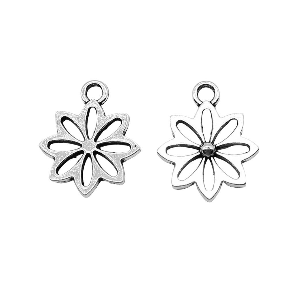 Simple Flower Charms Antique Alloy Pendants For Minimalist Floral Jewelry