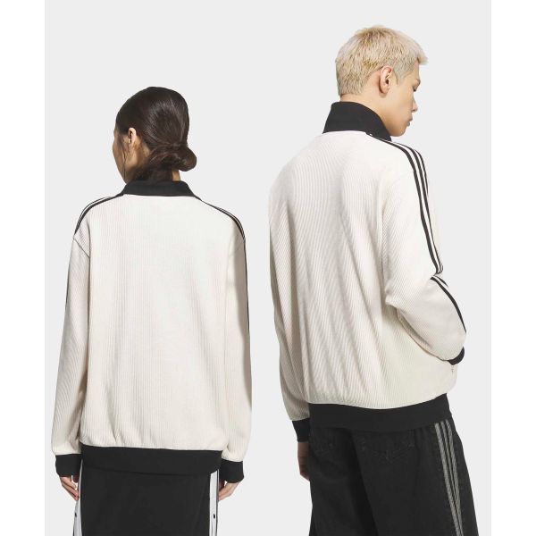adidas Originals Waffle Zip Stripe Logo Loose Long Sleeve Jacket Unisex Jackets KQ6864