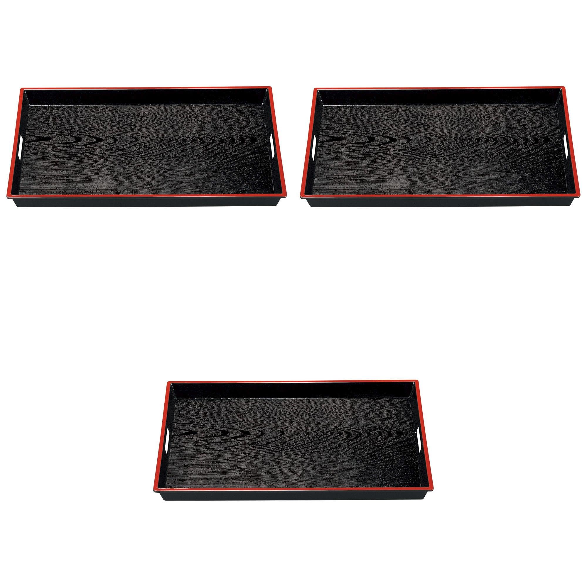

Набор из 3 АБС подносов с текстурой дерева, черный и красный NS x x Поднос АБС-смола Setomonohonpo [A] 15,5 см [45,1 30,4 4 см] Нескользящий