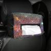 Diamond Car Tissue Box Universal Auto Interior Paper Towel Storage Bag Tissue Holder Auto Seat Back Headrest Hanging Paper Bag