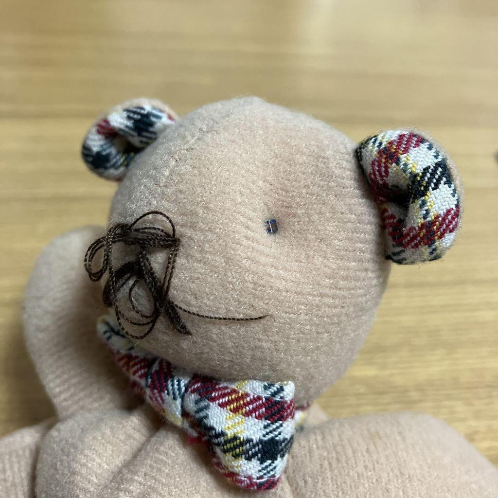 [USED] Checkered Teddy Bear Mon Seuil Rare Vintage Retro Bear