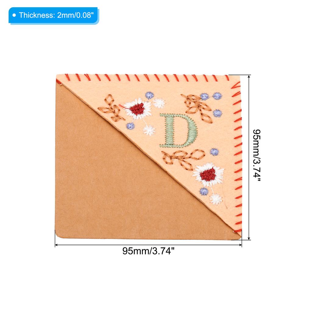 Personalized Hand Embroidered Corner Bookmark Cute Flower Felt Stitched Triangle Book Mark Page Marker for Women Men Book Lovers