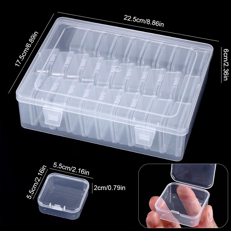 31Pcs Small Beads Organizers Plastic Cases Mini Clear Dimond Storage Containers Boxes for Bracelet Making DIY Jewelry Craft Nail
