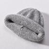 Autumn and winter mixed color rabbit velvet long hair knitted hat double-layer folded edge soft waxy comfortable versatile wool hat