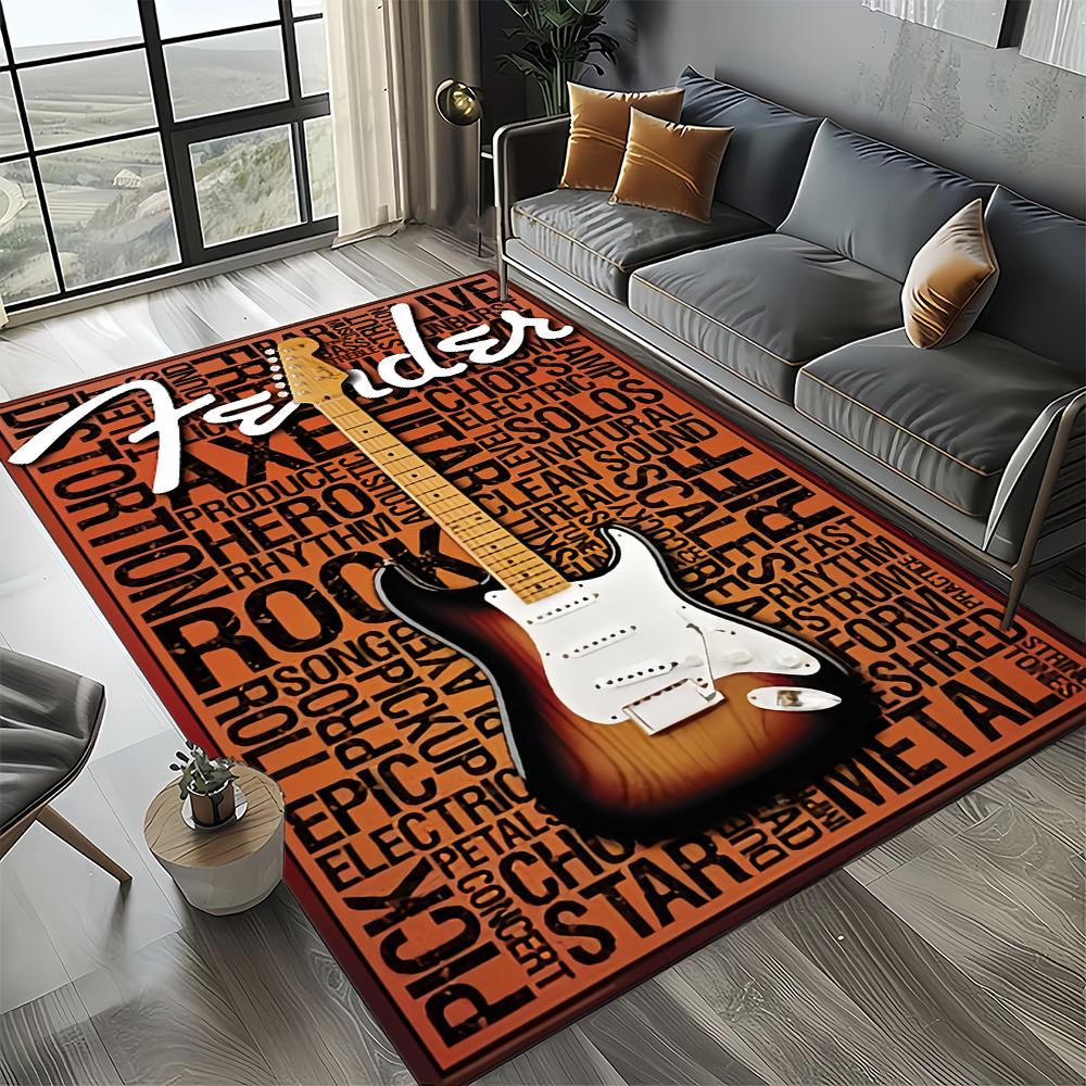 27 Style New 3D Fender Retro Guitar Instruments Music Carpet Rug for Living Room Bedroom Home Sofa Decoration,Non-slip Floor Mat