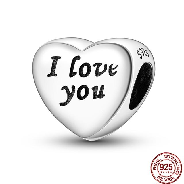 925 Sterling Silver Angel Mom Family Love Heart Series Beads Fit Original Fasion Charms Bracelets Women DIY Jewelry Gift