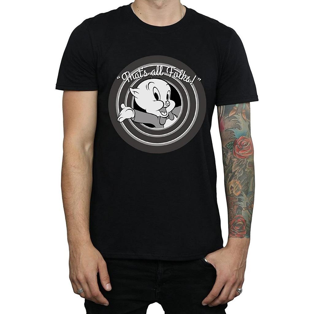 Looney Tunes Mens That´s All Folks Porky Pig Cotton T-Shirt
