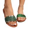 Sequined rhinestone slippers women's 2025 summer new foreign trade flat bottom simple word casual beach cool slippers