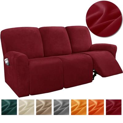 Funda de sofá reclinable de terciopelo de 1, 2 y 3 plazas, diseño con abertura elástica, funda para sofá Relax, fundas sólidas para sillón de salón con bolsillo lateral
