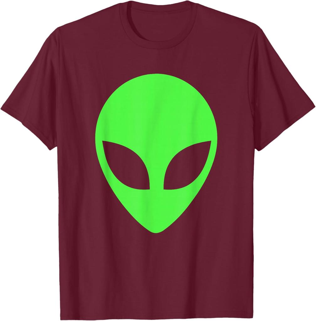 Green Alien Head Graphic Tee Breathable Cotton Casual Trip T-Shirt for Men