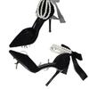 2026 Black Women's Pumps Summer New Brand Design String Bead Pearls Wedding Bridal High Heels Sexy Pointed Toe Party Dance Shoes