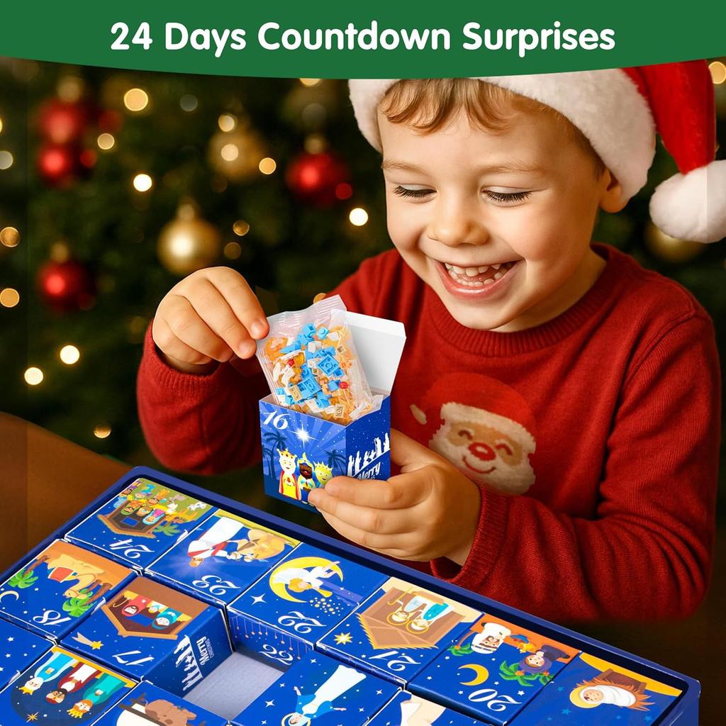 Nativity Advent Calendar 2026 Building Blocks 24-Days Fun Ornament for Boys Girls Festival Gift Christian Advent Countdown Calen