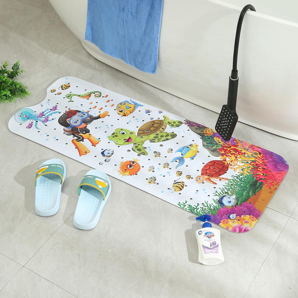 Tappetino antiscivolo in PVC per vasca da bagno - Sott'acqua, Cartoon Esteso, Tappetino da Pavimento per Bambini, 100x40cm