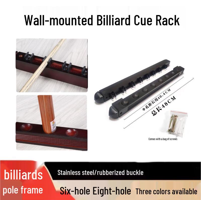 Solid Wood 6-Hole Wall-Mounted Billiard Cue Rack