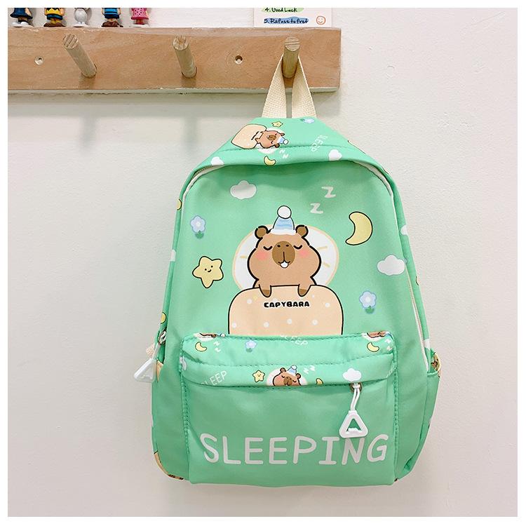 

School BagsNew children s bag Kapibara cartoon cute child backpack large capacity school bag зелёный