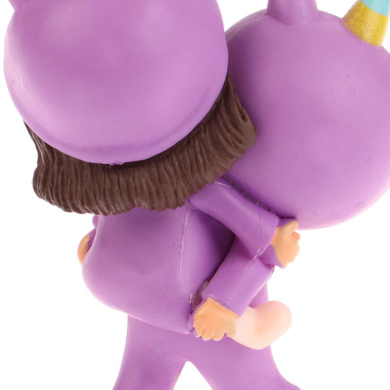 1 Çift Sevimli Yaratıcı Çizgi Film Mor Pijama Çift Araba Dekorasyonu Süsleri Oto Orta Konsol Araba İç Aksesuarları