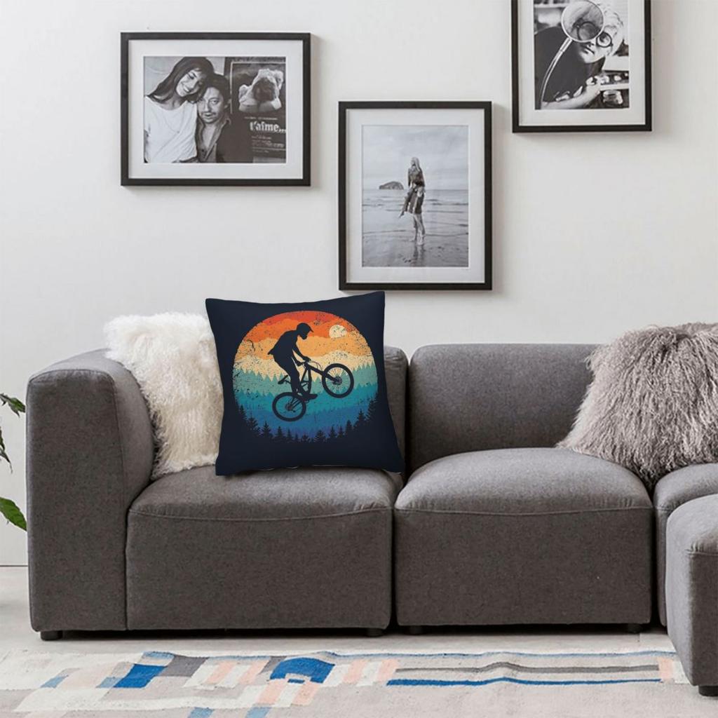 Mountain Biking Mtb Retro Square Pillowcase Polyester Linen Velvet Printed Decorative Throw Pillow Case Home Cushion Case 18"