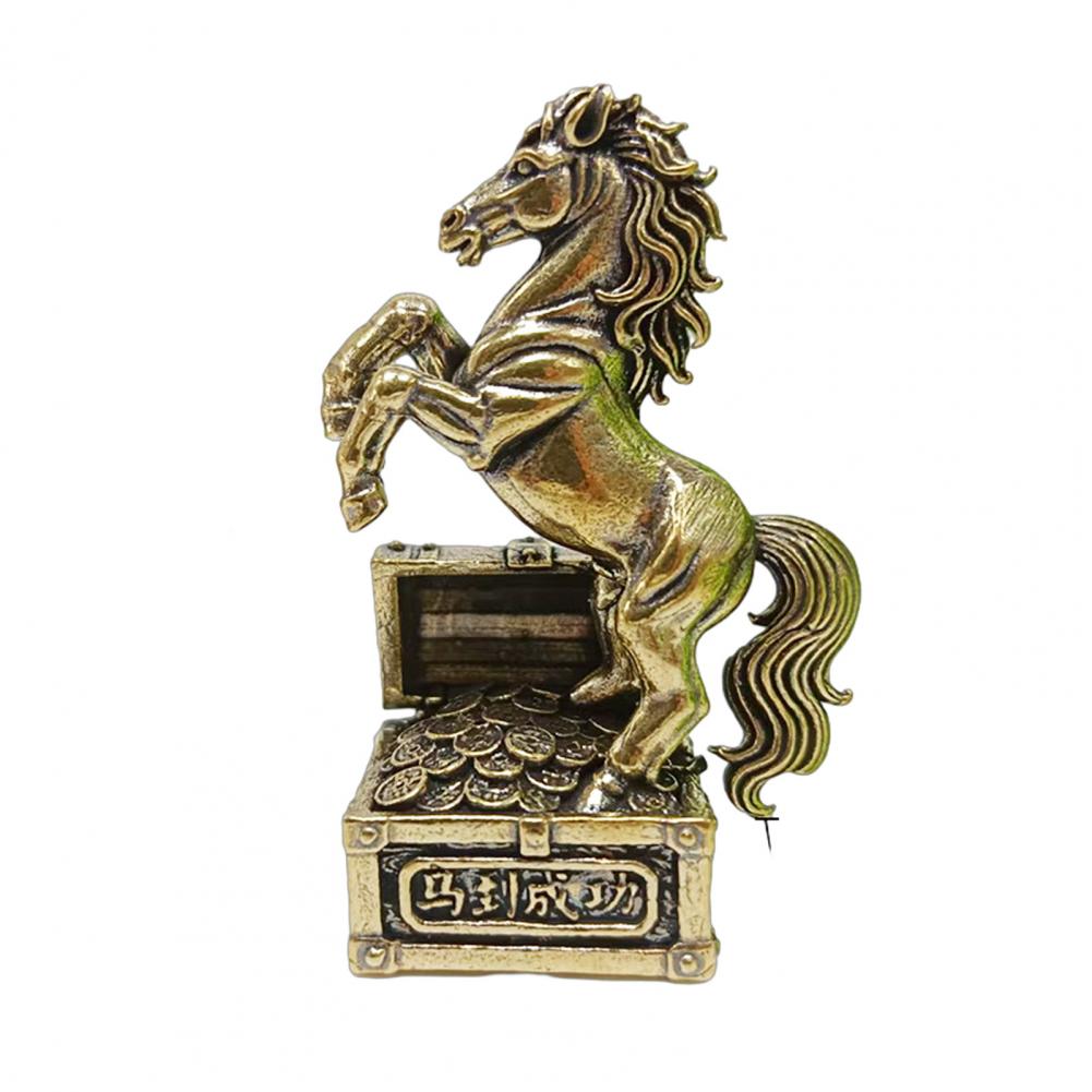 

Horse Figurine Decor Feng Shui Brass Horse Statue with Coins Chinese Lucky Horse Sculpture Home Office Tabletop Ornament