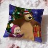 Cartoon M-Masha And The Bear Cushion Cover Premium Comfort Reversible Pillow Cove -Two In One Design For Any Room & Car Interior