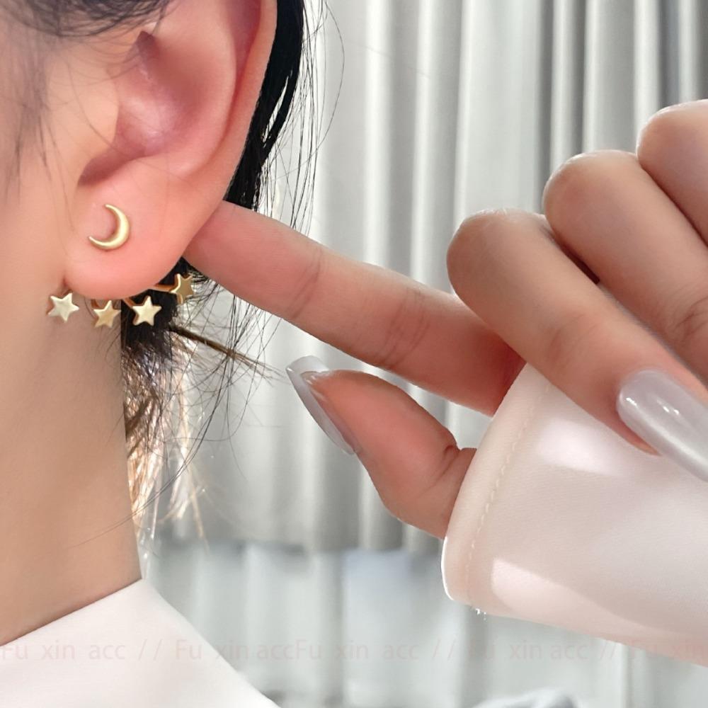 Gold Star Moon Earrings Studs Sliver Hanging Stars Ear Studs  Vacation