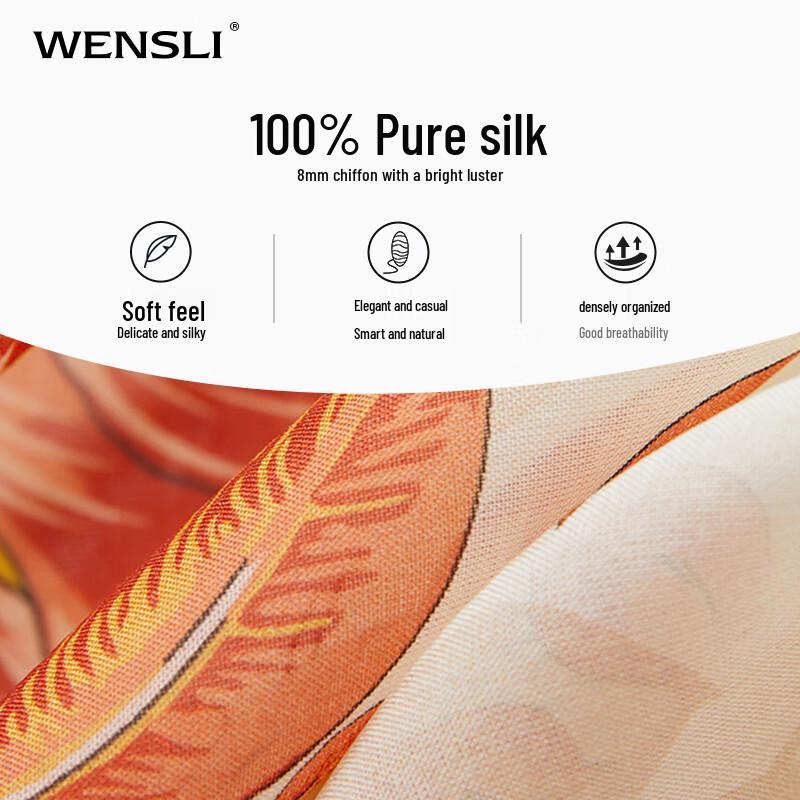 WENSLI Camellia Happy Valley Mulberry Silk Scarf & Shawl