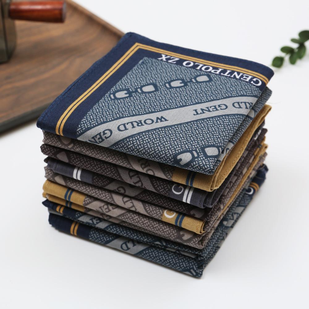 3Pcs Old-fashioned Nostalgic Pure Cotton Printed Handkerchief Summer Portable Cotton Men's Thin Printed Hand Towel Square 43cm